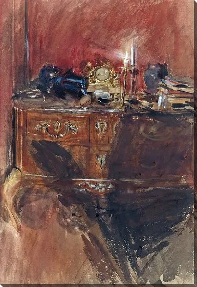 Картина Вид на интерьер с комодом Людовика XV