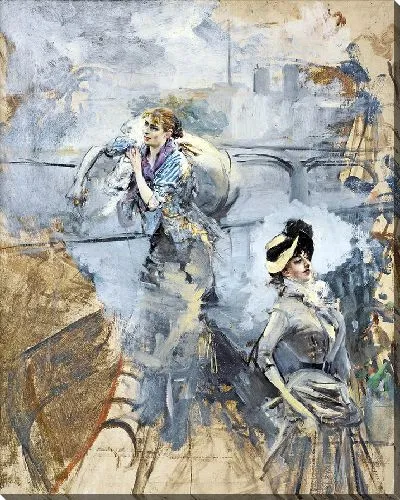 Картина Прачка и молодая брюнетка на берегу Сены, Париж