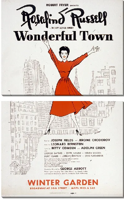 Модульная картина Розалинда Рассел в новой музыкальной комедии «Чудесный город» (1953)