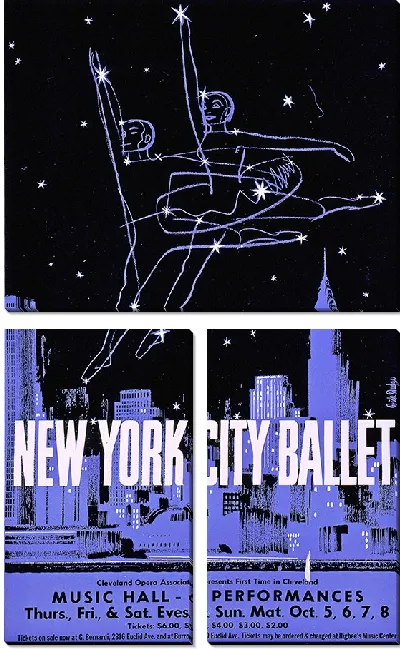 Модульная картина Нью-йоркский балет Кливлендской оперной труппы впервые выступает в Кливлендском мюзик-холле (1960-е).