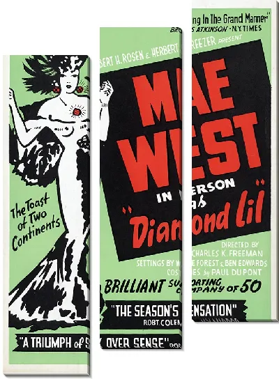 Модульная картина Мэй Уэст в ролике «Даймонд Лил» (1951)