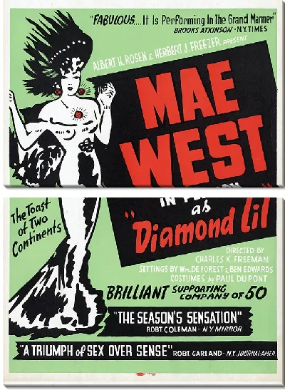 Модульная картина Мэй Уэст в ролике «Даймонд Лил» (1951)