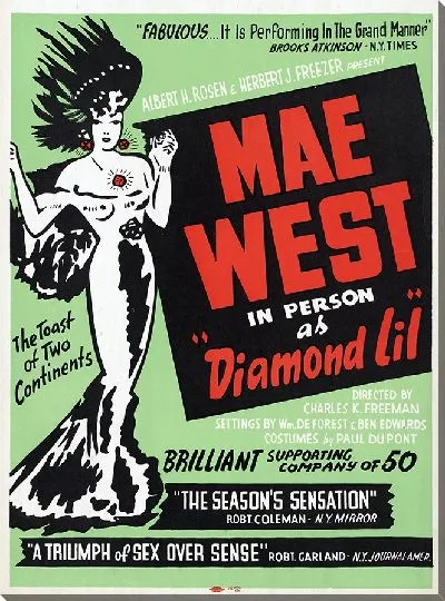 Картина маслом Мэй Уэст в ролике «Даймонд Лил» (1951)