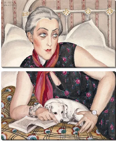 Картина Портрет женщины, читающей с собакой