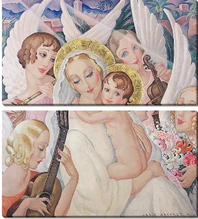 Картина Мадонна с младенцем в аппарате ангелов (1935 г.)