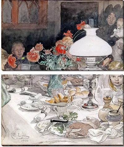 Картина Вокруг вечерней лампы (1900)