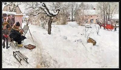 Картина Художник-пленэр. Зимний мотив, Стокгольм