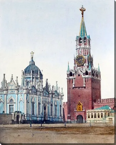 Картина Спасские ворота и сенатский в Кремле (1880 г.)