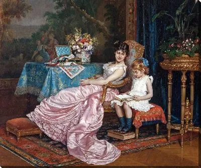 Картина Мать и дочь читают (1882)