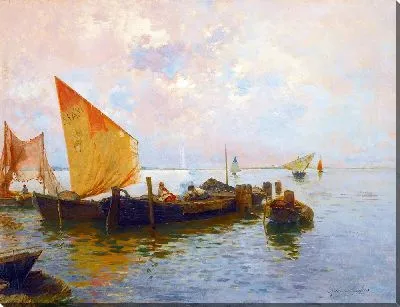Картина Парусные лодки в лагуне, Венеция