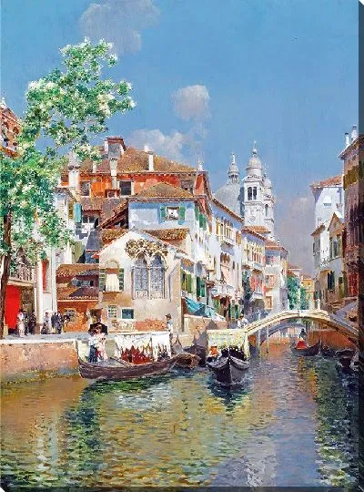Картина Гондолы на венецианском канале, Санта-Мария-делла-Салюте вдалеке