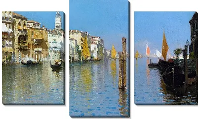 Вид на Большой канал со стороны Дорсодуро с колокольней Сан-Марко (1880 г.)