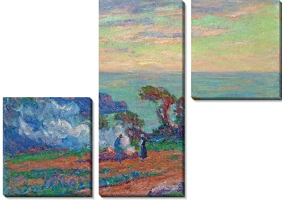 Картина Сжигание водорослей у моря (около 1912 г.)