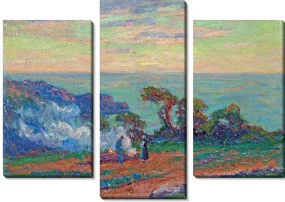 Картина Сжигание водорослей у моря (около 1912 г.)