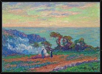 Картина Сжигание водорослей у моря (около 1912 г.)