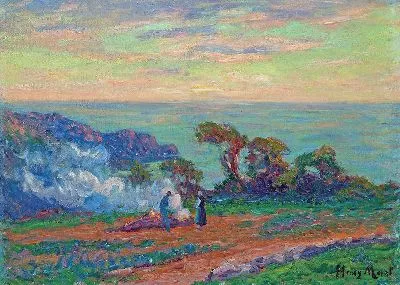 Картина Сжигание водорослей у моря (около 1912 г.)