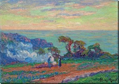 Картина Сжигание водорослей у моря (около 1912 г.)