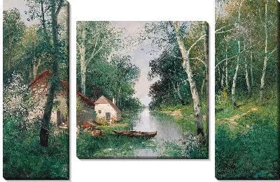Картина Речной пейзаж весны