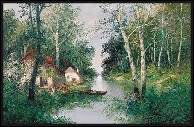 Картина Речной пейзаж весны