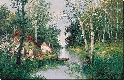 Картина Речной пейзаж весны