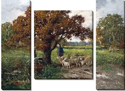 Картина Пастушка со стадом овец