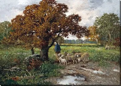 Пастушка со стадом овец