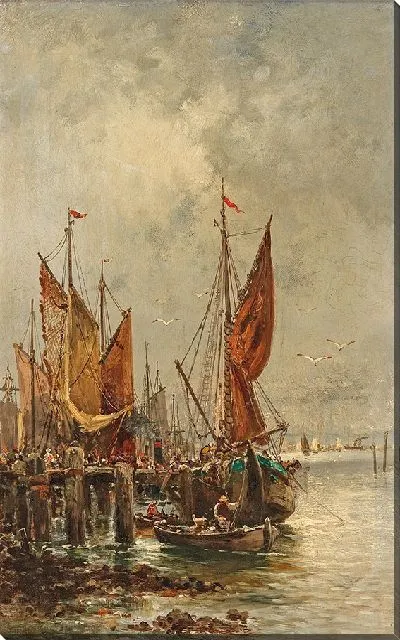 Картина Оживленная сцена в Гавани