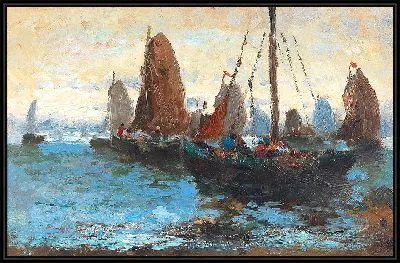 Картина Морской пейзаж с парусными лодками