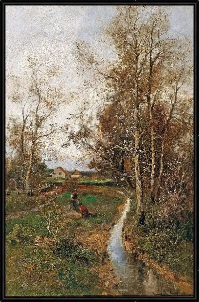 Картина Весенний пейзаж с ручьем