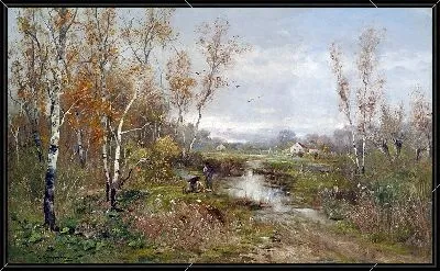 Осенний пейзаж вересковой пустоши у березовой рощи (к 1916 г.)