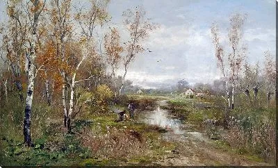 Осенний пейзаж вересковой пустоши у березовой рощи (к 1916 г.)