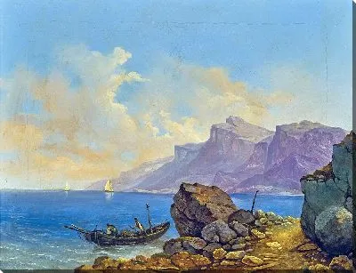 Картина Пейзаж озеро с лодкой