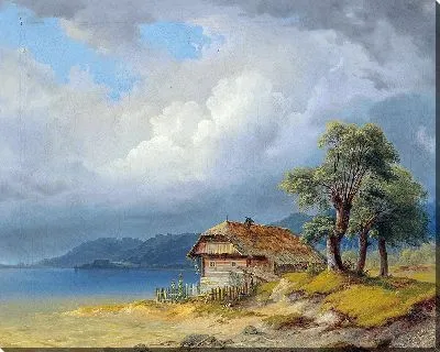 Картина Озеро Вертерзее, рыбацкая хижина