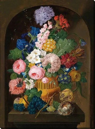 Картина Натюрморт с цветами и птичьим гнездом