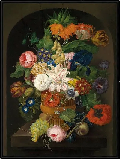 Картина Натюрморт с цветами и виноградом