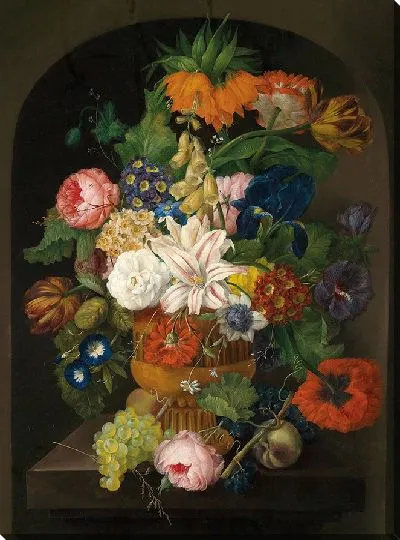 Картина Натюрморт с цветами и виноградом