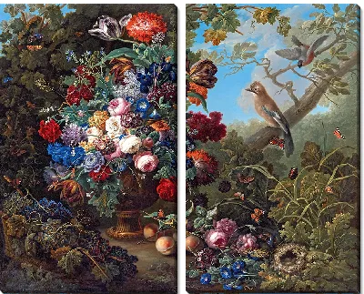 Большой цветочный натюрморт с птицами (1799 г.)