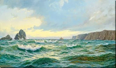 Картина Скалистый прибрежный пейзаж ранним утром