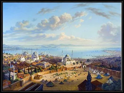 Константинополь с пожарной башней Беязит