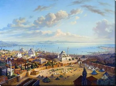 Картина Константинополь с пожарной башней Беязит