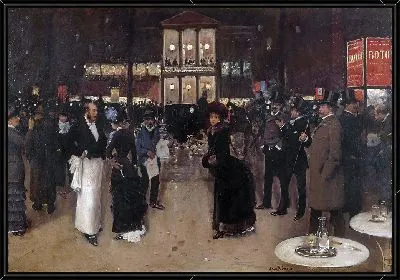 Картина Бульвар Монмартр, ночь, в театре разнообразия (1885)