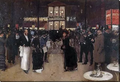 Картина Бульвар Монмартр, ночь, в театре разнообразия (1885)