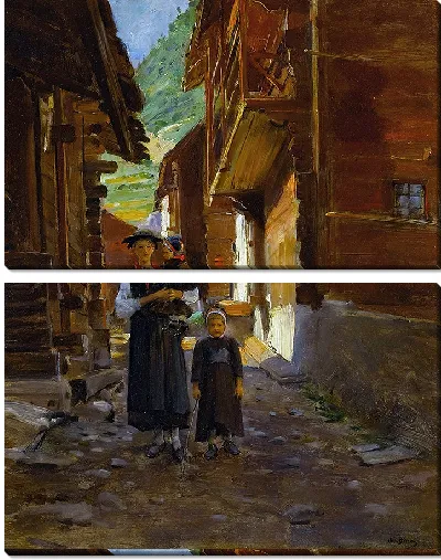 Картина Молодая женщина и дети