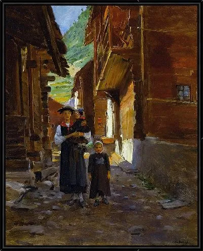 Картина Молодая женщина и дети