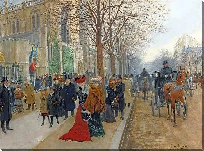 Картина После службы в церкви Святой Троицы, Рождество 1890 г. (1890 г.)