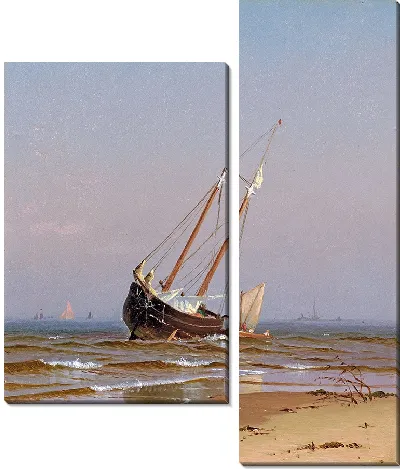 Морской пейзаж, выброшенная на берег лодки (на берегу пляжа Солсбери) (1872)