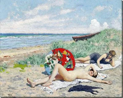 Картина Японский зонтик от солнца на берегу Хорнбека