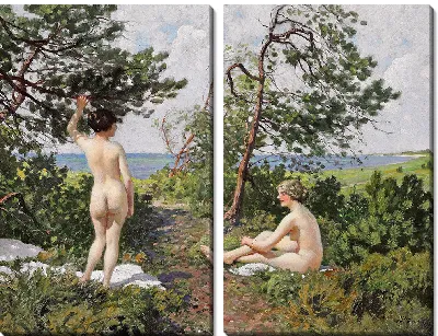 Картина Две купающиеся девушки в зарослях побережья Хорнбека.