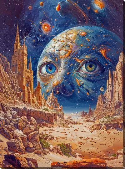 Картина маслом Планета смотрит