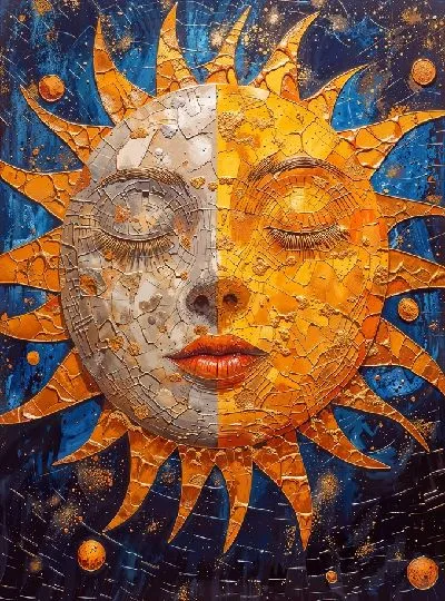 Плакат Спящее Солнце в стиле арт